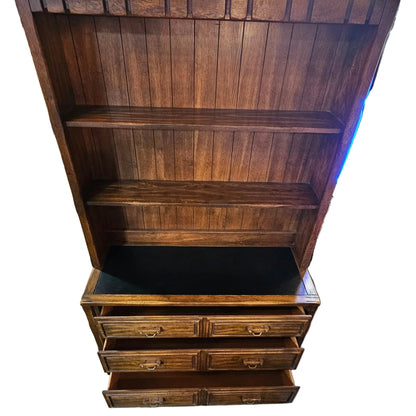 Vintage Solid Wood Hutch with Drawers — Rustic Storage Cabinet