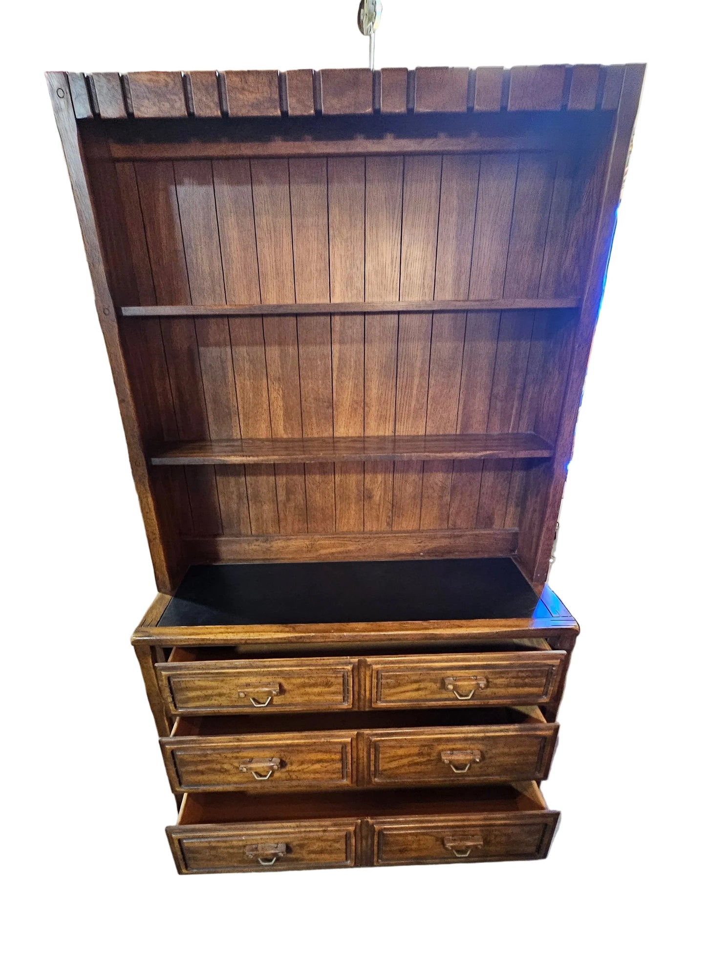 Vintage Solid Wood Hutch with Drawers — Rustic Storage Cabinet