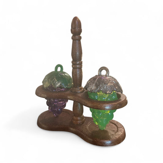Grape Salt & Pepper Shakers with Wooden Caddy