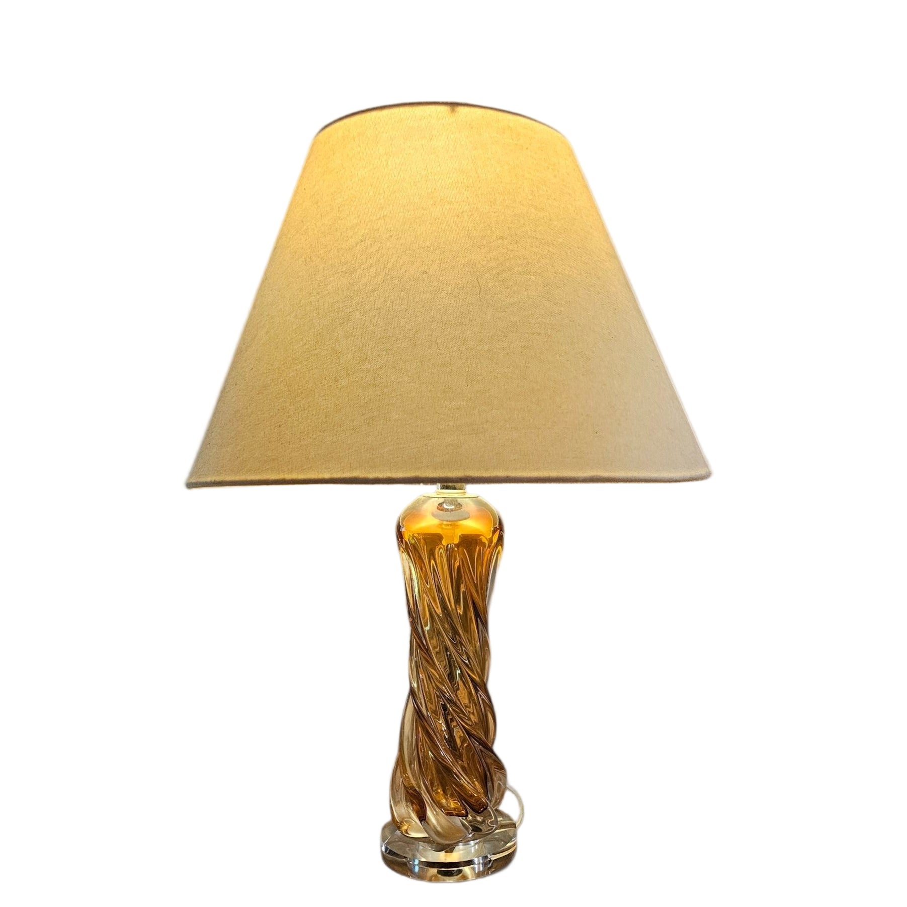Amber Swirl Glass Table Lamp