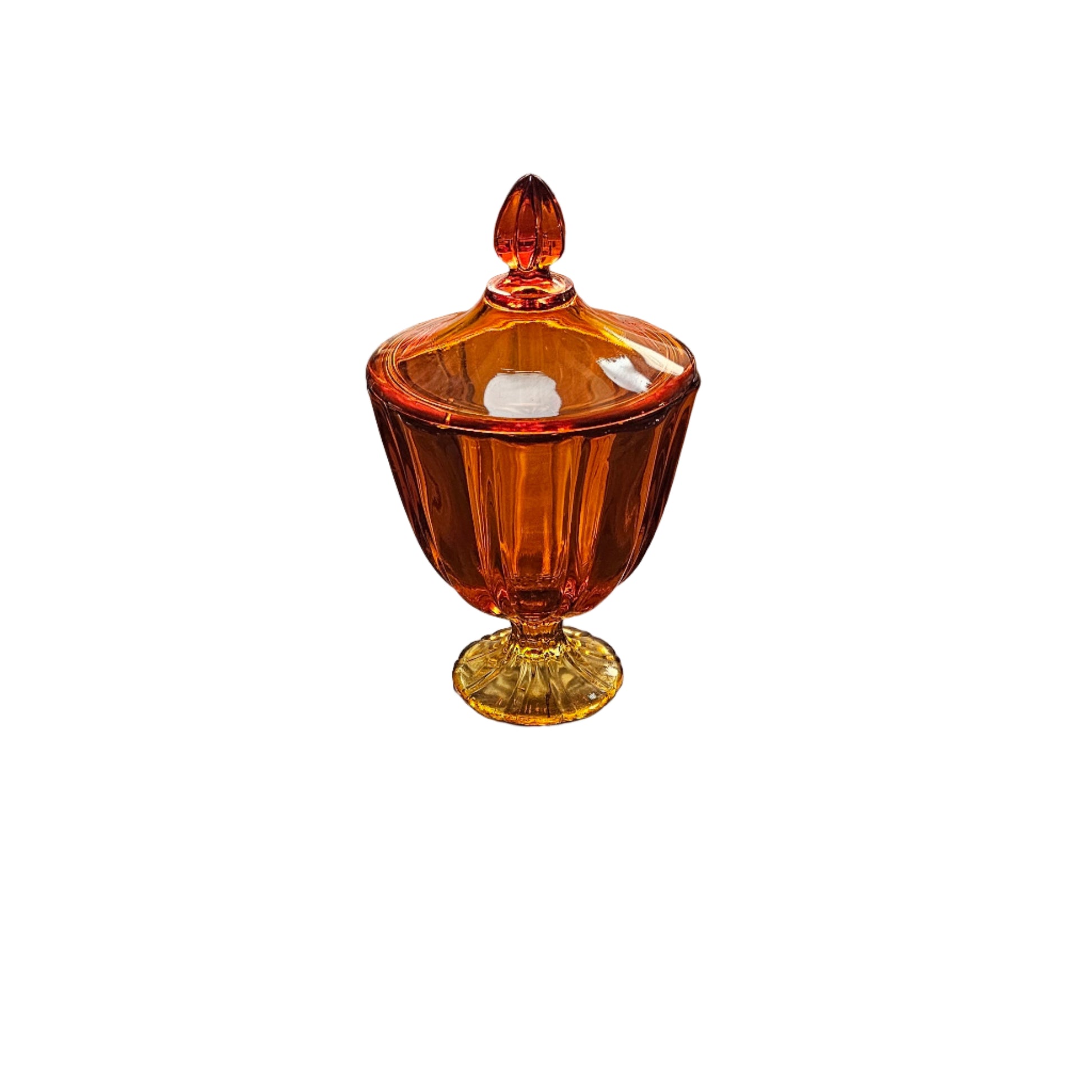 Amberina Flame Candy Dish — Footed Lidded Compote (1970s)