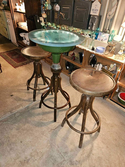 Refinished, Antique Bar Table and Stools