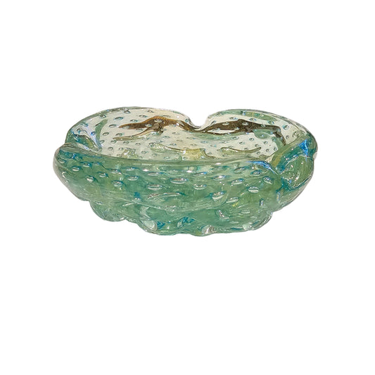 Aqua Bubble Murano-Style Glass Ashtray
