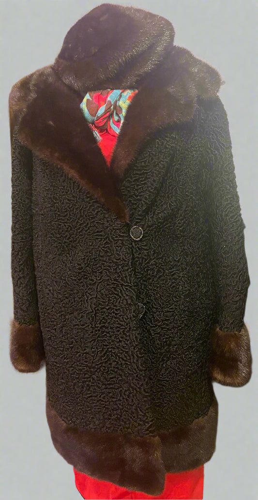 Full-Length Women’s Coat with Mink Trim 