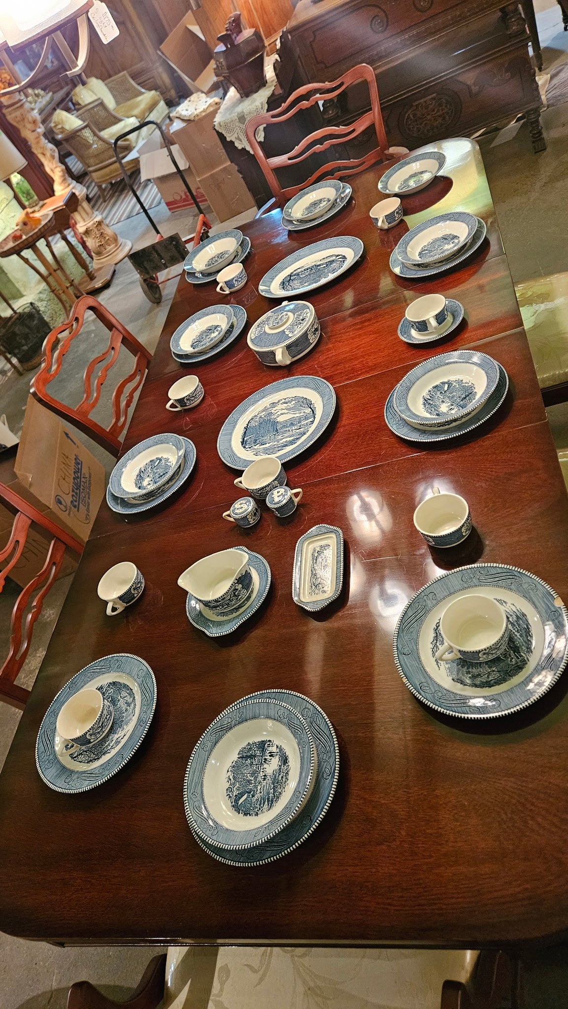 Blue & White Transferware Dinner Set