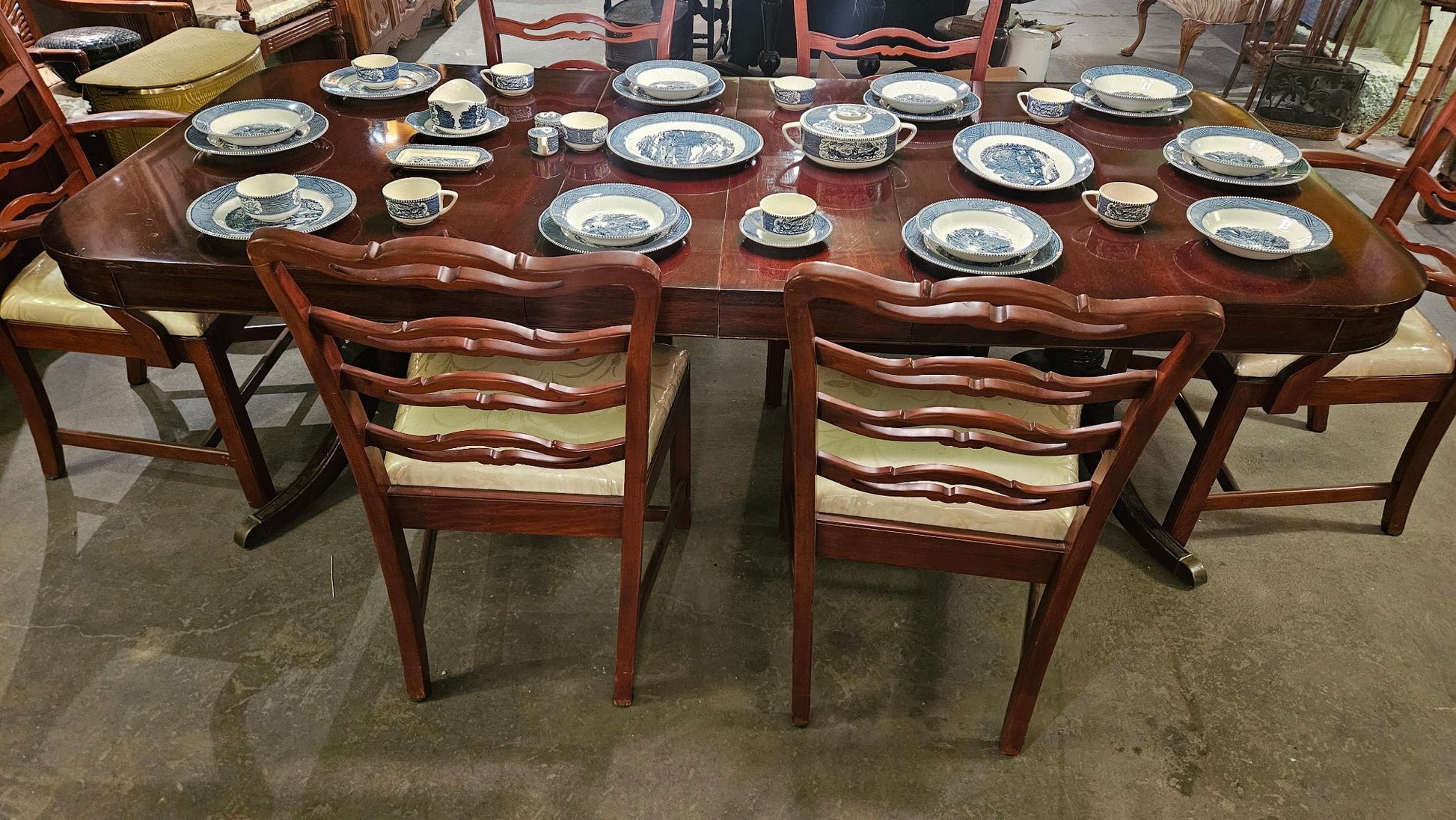 Blue & White Transferware Dinner Set