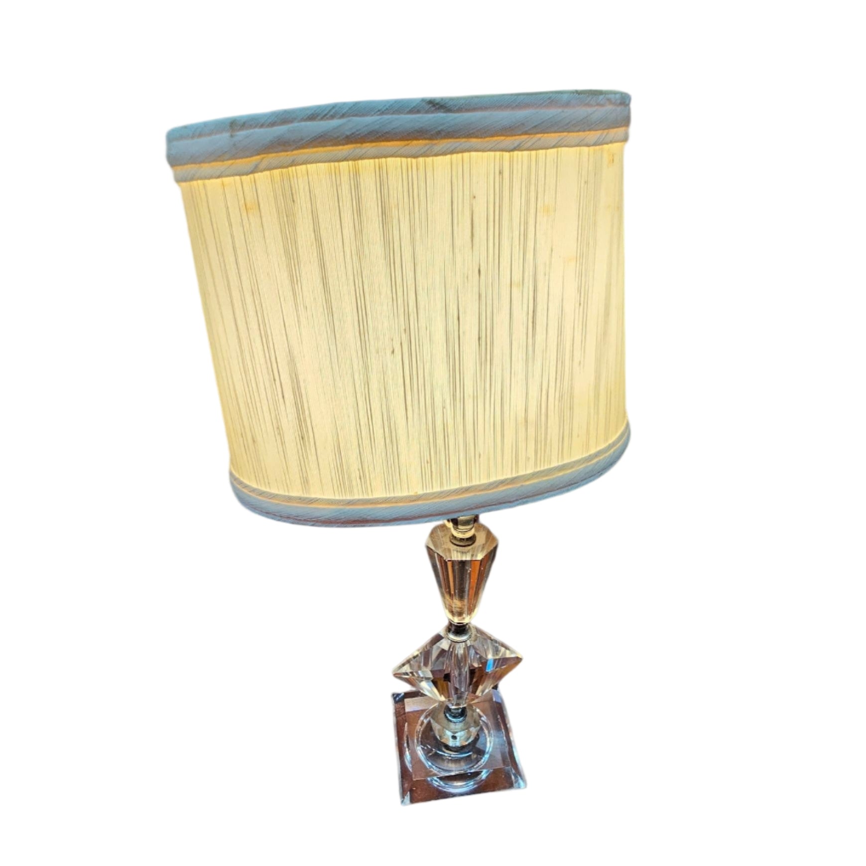 Crystal and Brass Table Lamp with Pleated Shade
