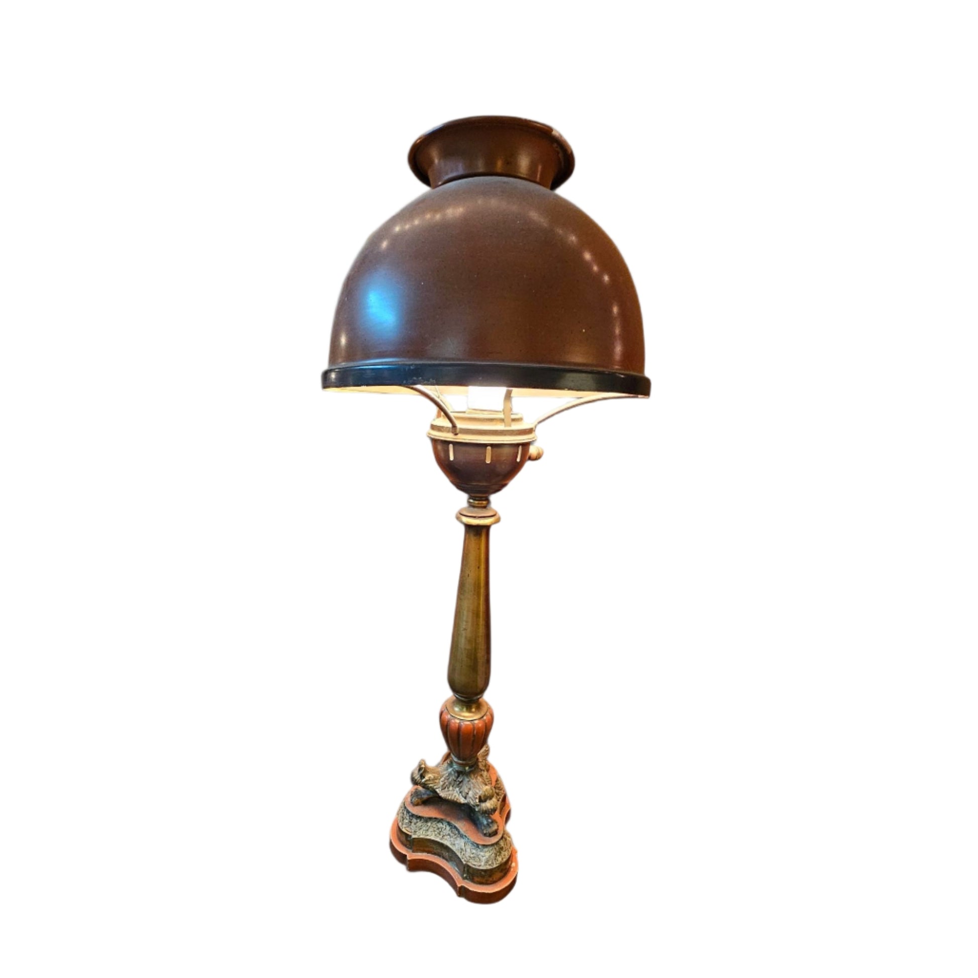 Bronze & Brass Dome-Shade Table Lamp