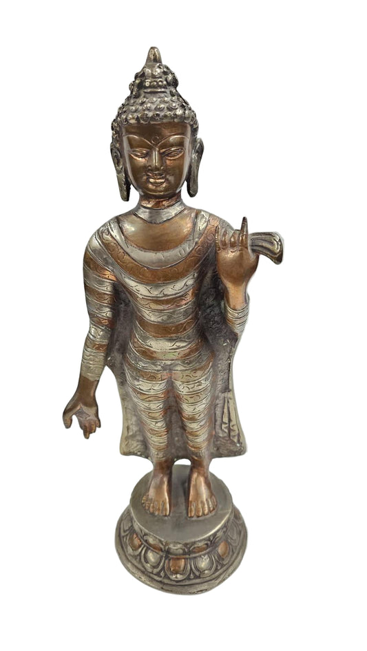 Shakyamuni Buddha Bronze Statue – Partially Gold-Plated Tibetan Vintage Figurine