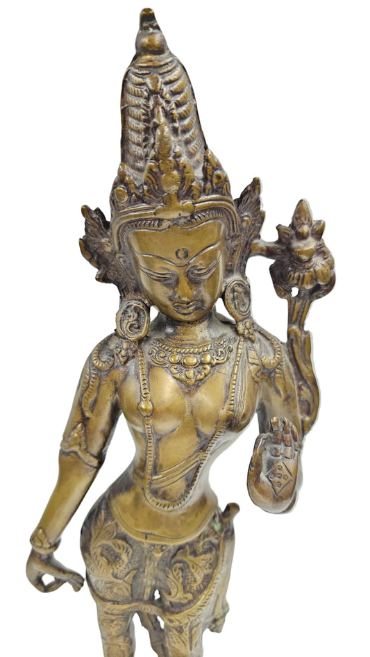 Buddha-Style Statue – 16-Inch Brown Ceramic or Resin Figurine