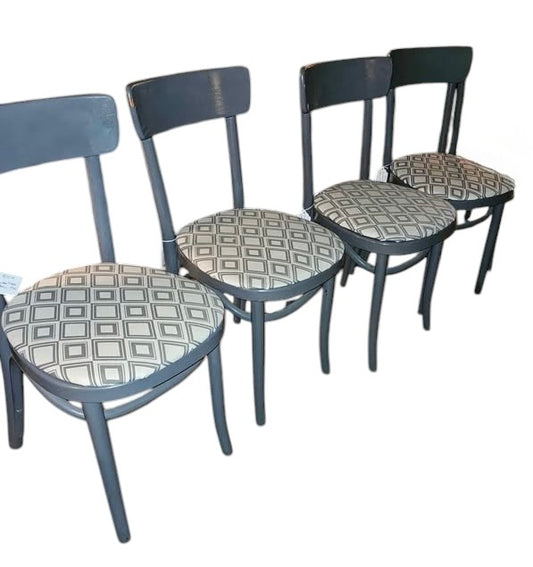 Dining Chairs – Upholstered with Geometric Fabric Set of 6 Vintage Gray