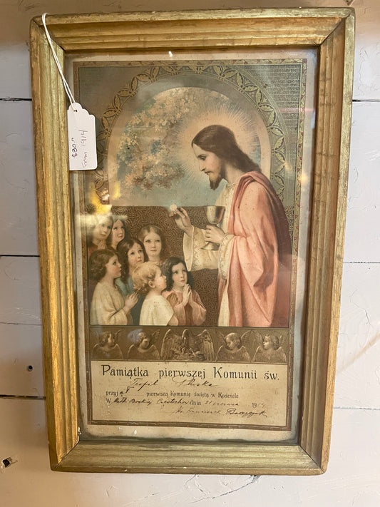 Framed Communion Certificate from 1914