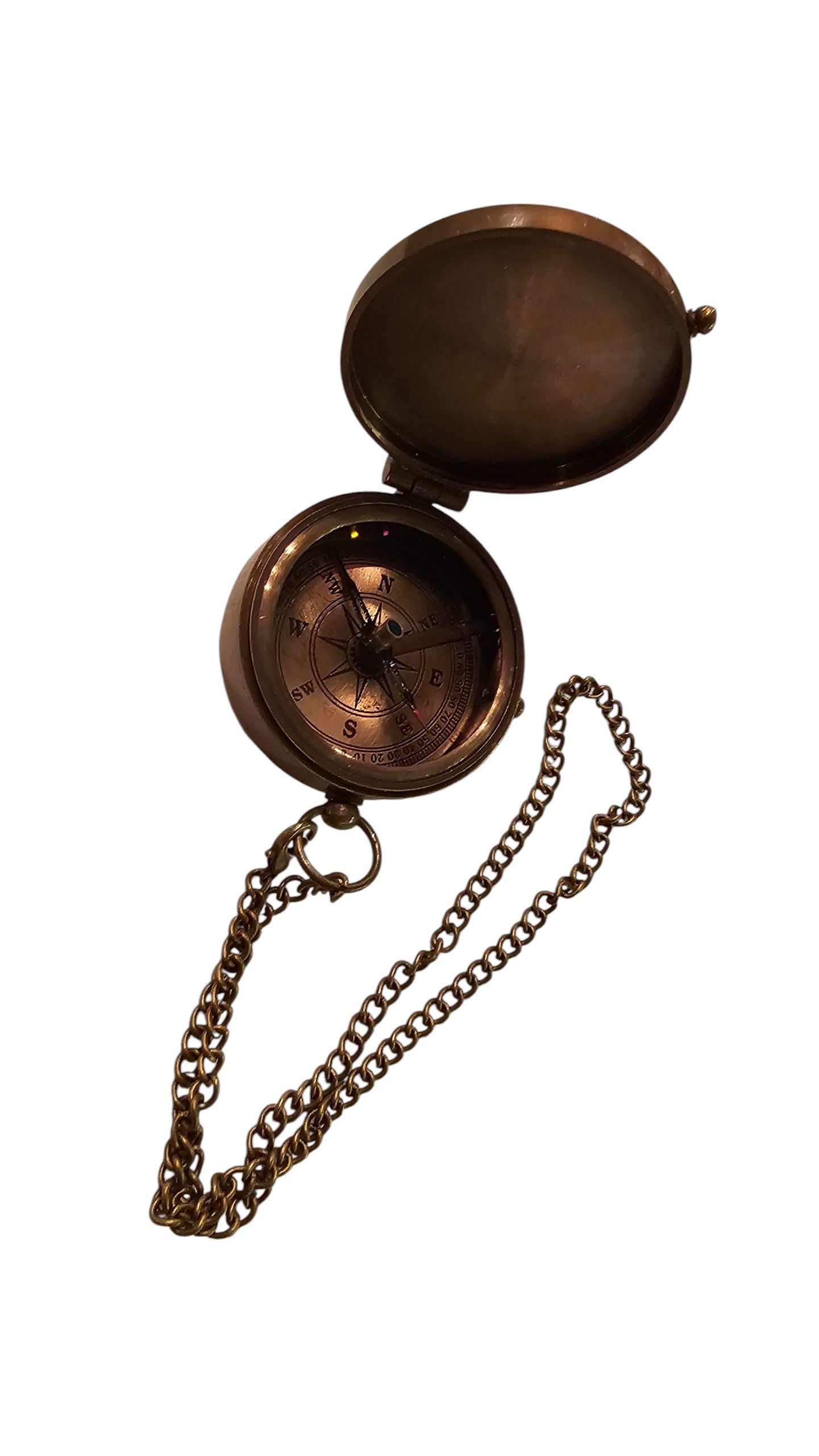 Brass Pocket Compass with Chain