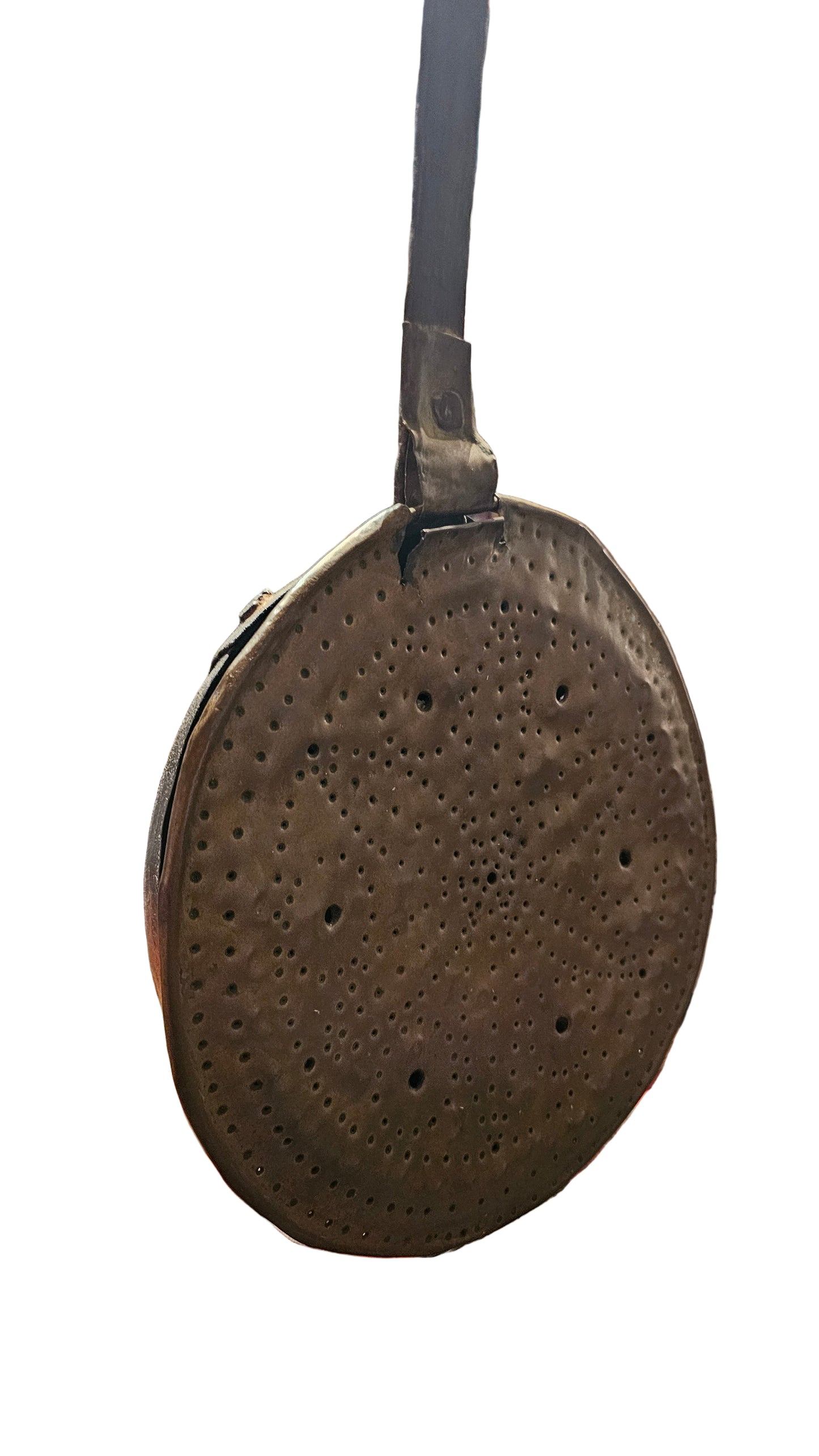 Copper & Iron Bed Warmer – Hand-Punched Decorative Lid