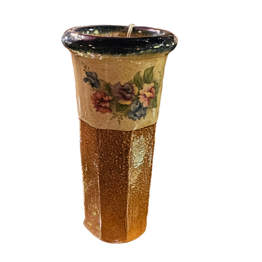 1950s Floral Glass Hurricane Lamp — Cottagecore Charm