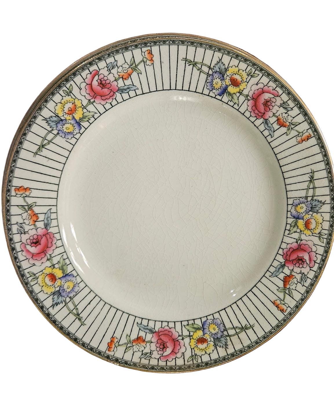 Floral Transferware with Peonies & Gold Trim