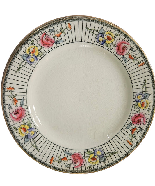 Floral Transferware with Peonies & Gold Trim