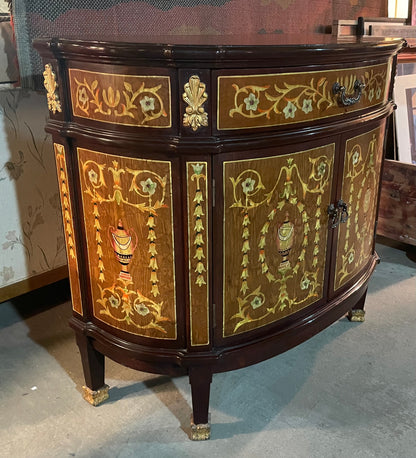 Antique Neoclassical Demilune Table with Inlay & Ormolu