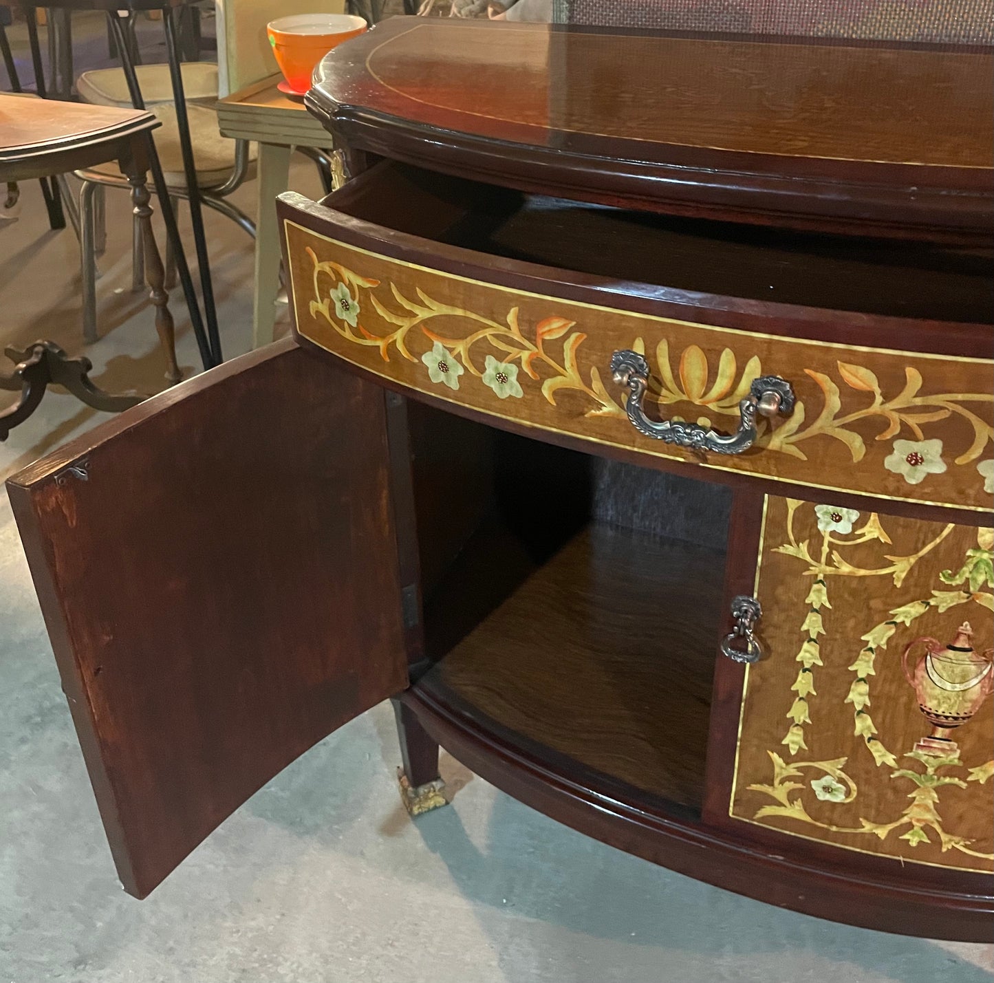 Antique Neoclassical Demilune Table with Inlay & Ormolu