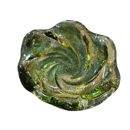 Green Swirl Art Glass Dish