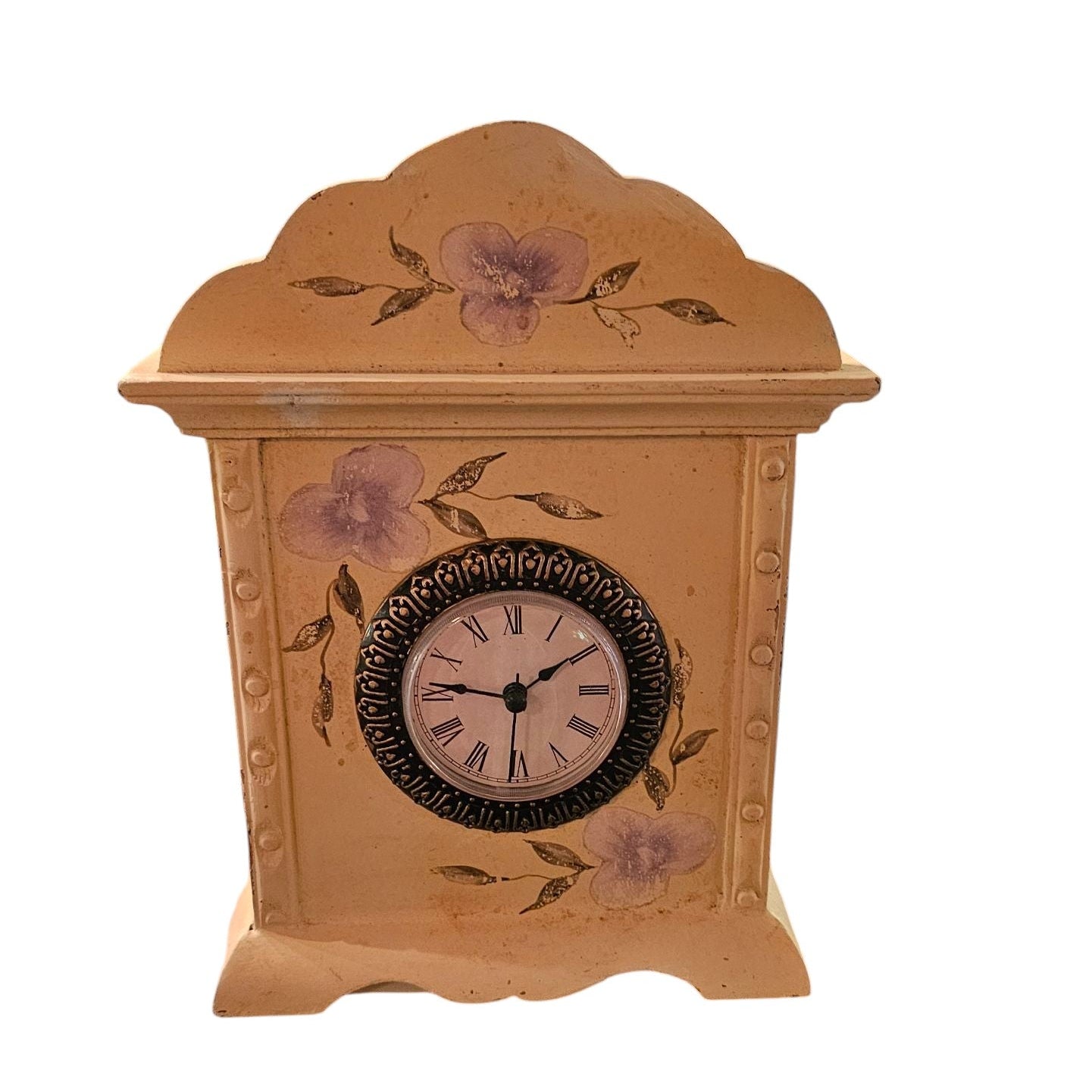 Hand-Painted Floral Mantel Clock