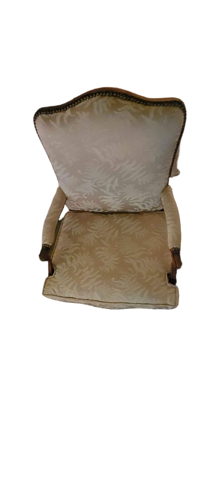 High-Back Arm Chair – Mid-Century Wooden Frame with Upholstered Seat