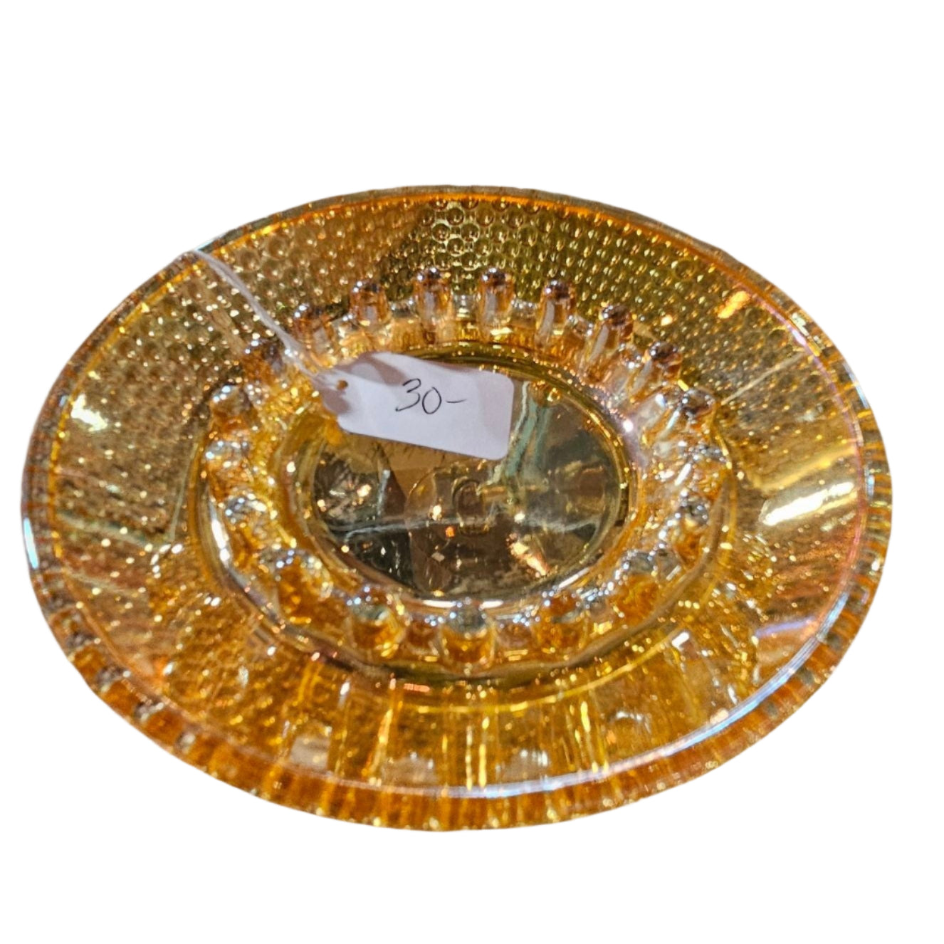 Hobnail Amber Pressed Glass Ashtray
