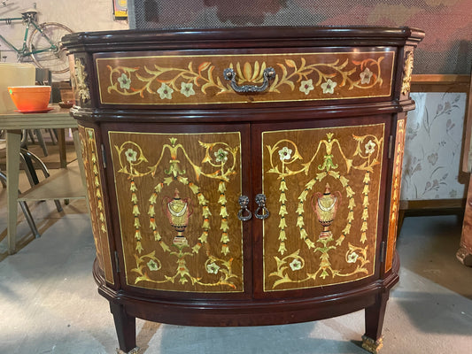 Antique Neoclassical Demilune Table with Inlay & Ormolu