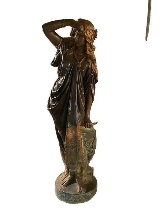 Sappho Sculpture – Neoclassical Bronze-Style Bust of the Ancient Greek Poet