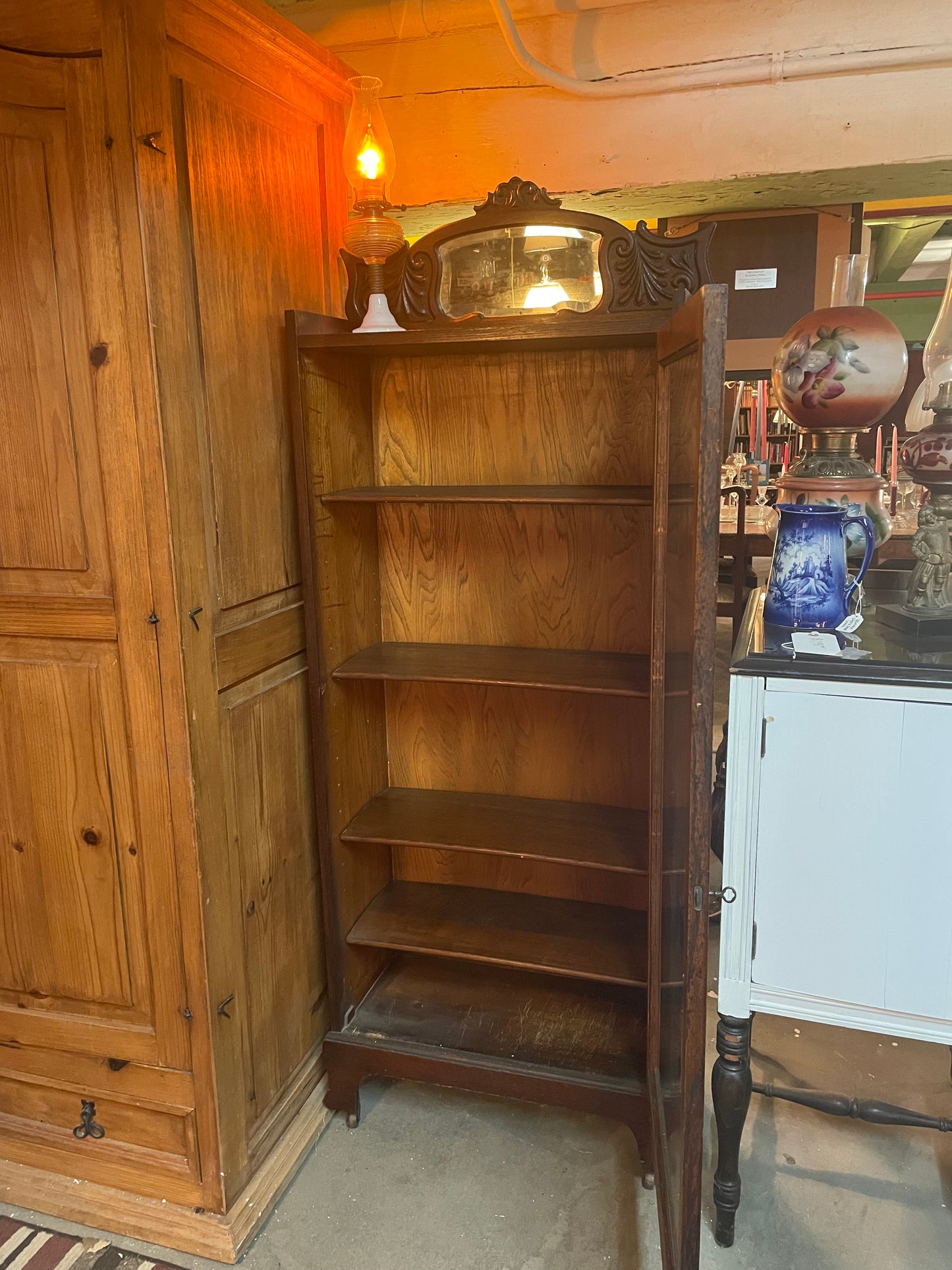 Display Cabinet with Mirror Antique Circa 1900s