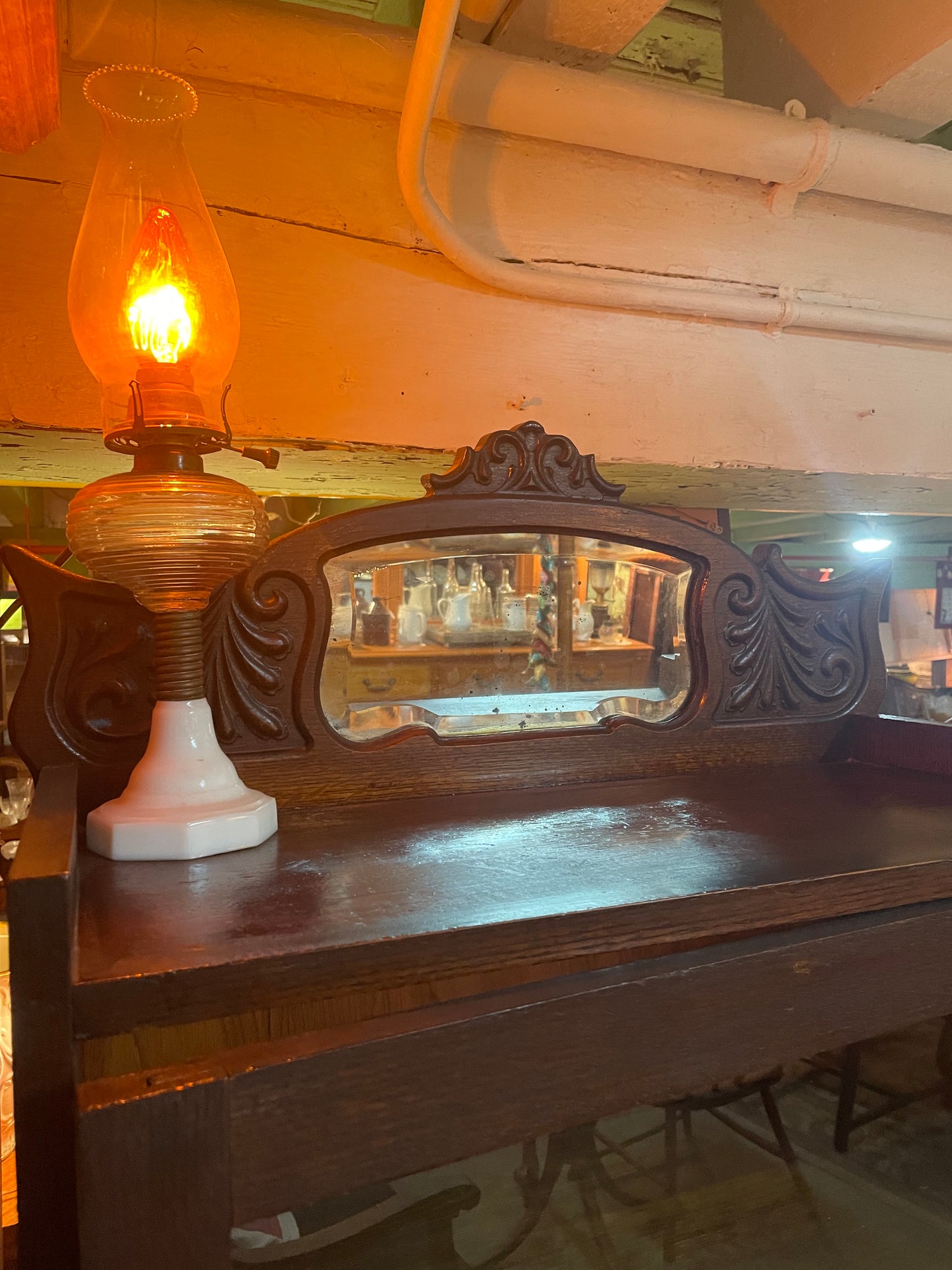 Display Cabinet with Mirror Antique Circa 1900s