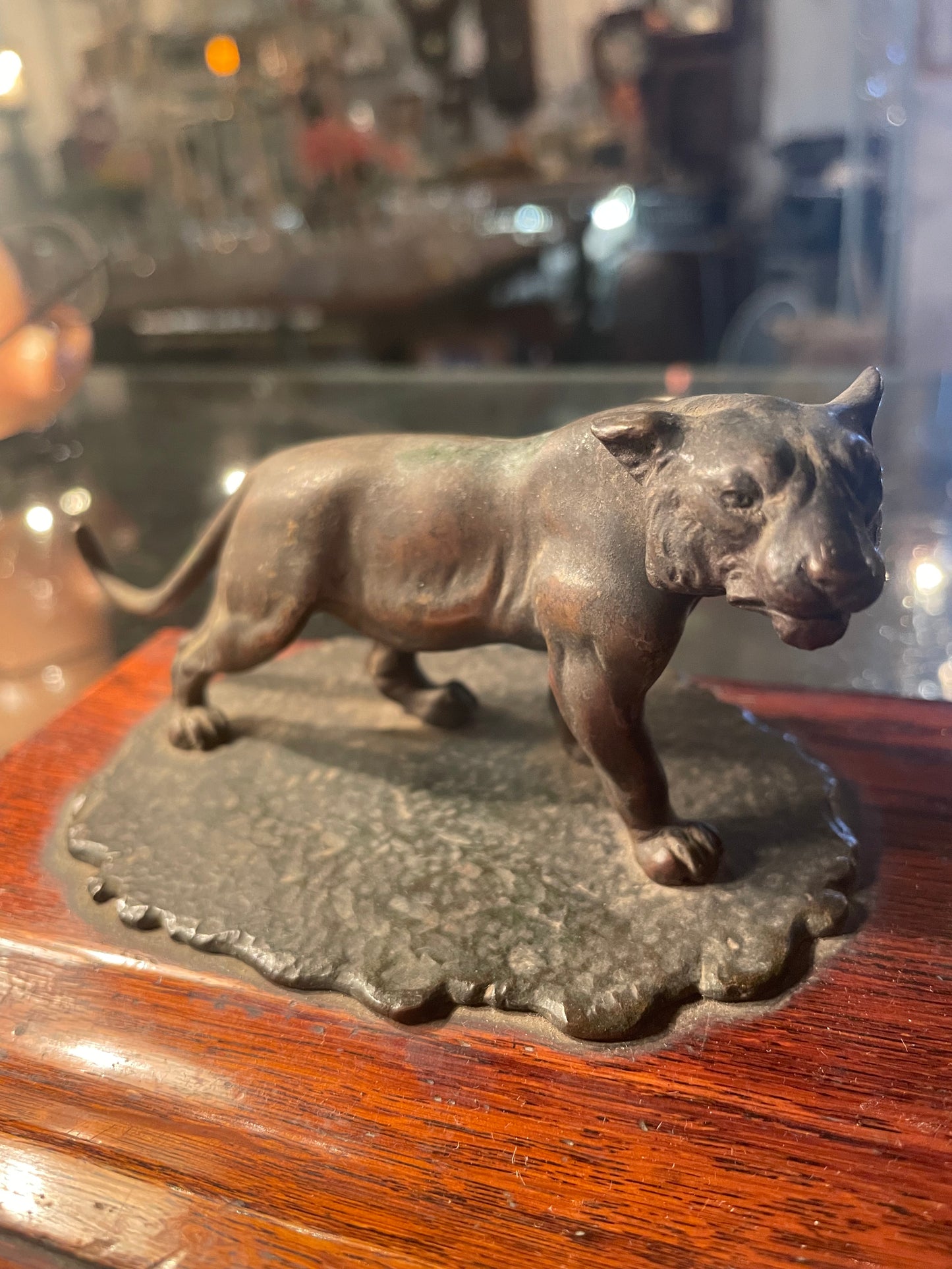 Antique 1900s Brass Tiger Ink Well