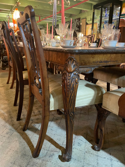 Dining Room Maple Antique Table with 10 Chairs