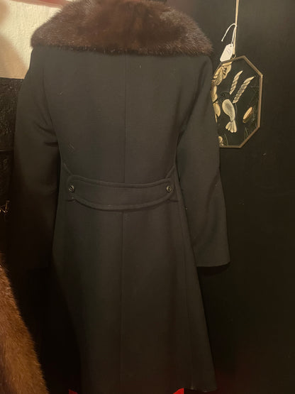 Wool Coat with Mink Collar