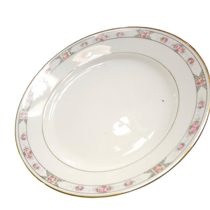 Vintage Pink Rose Fine China Dinnerware Set with Gold Trim — Full Service Set