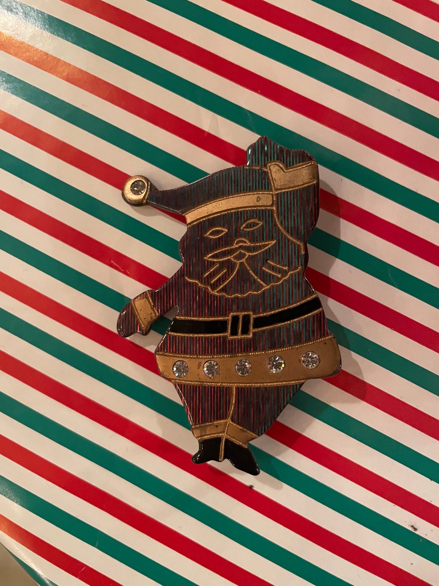 Shiny Acrylic Santa Brooch