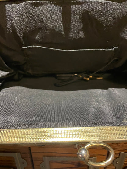 Black Rayon 1940s Purse with Coin Bag