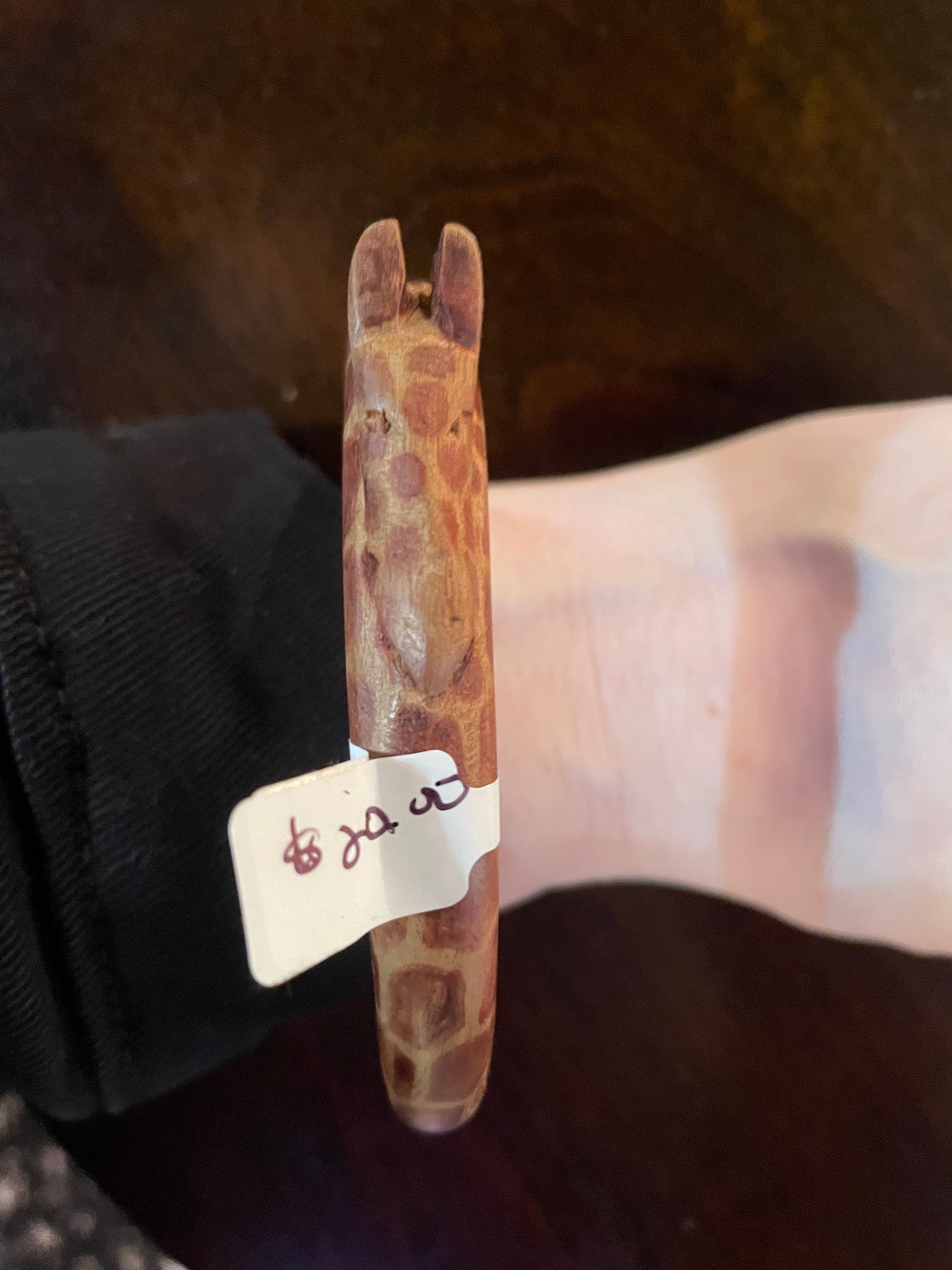 Wood Carved Giraffe Bangle