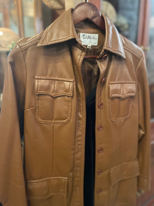 Pleather Brown 80s Jacket by Ted Martin