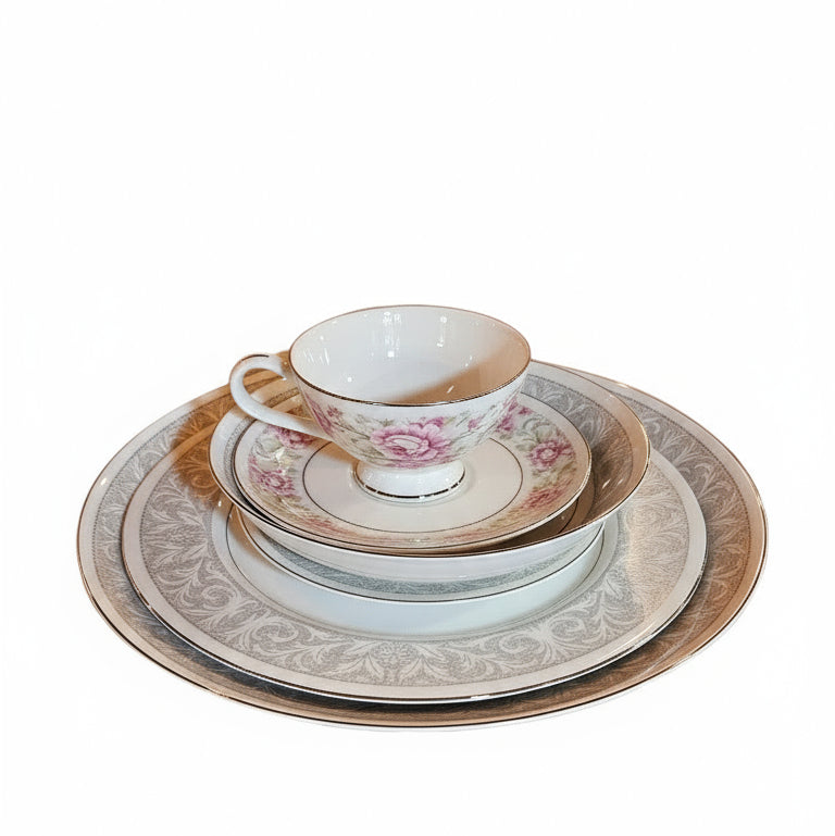 Imperial Silver & White Serving Set for 12