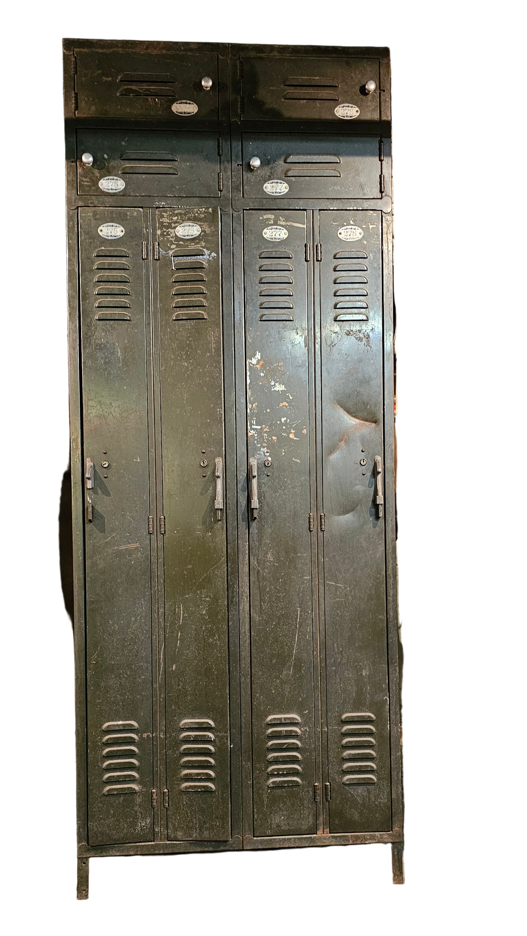 Industrial 6-Door Metal Lockers — Authentic Factory-Era Storage