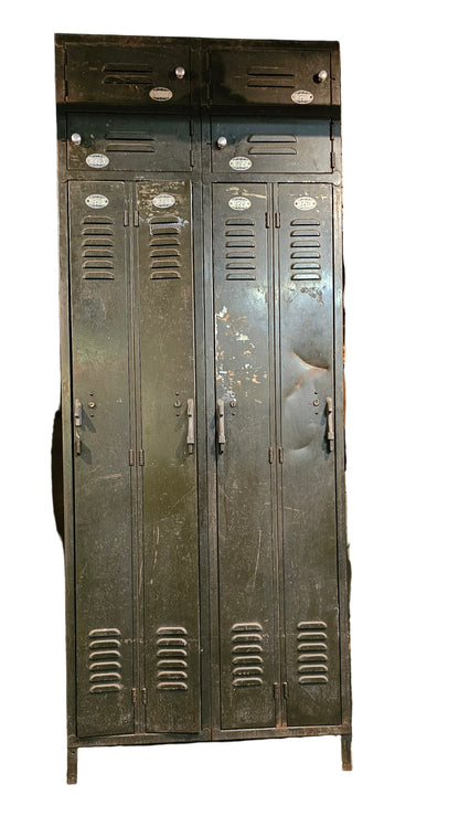Industrial 6-Door Metal Lockers — Authentic Factory-Era Storage