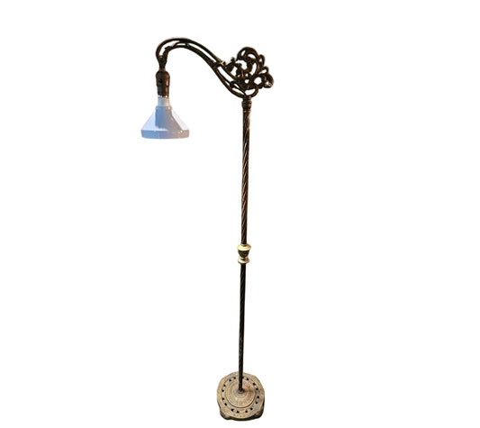 Iron Floor Lamp with Opaline Glass Shade