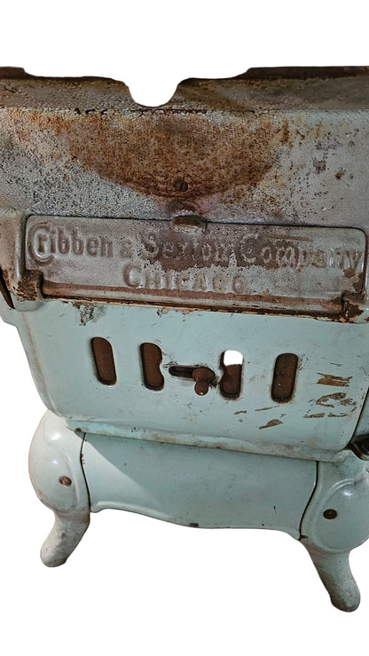 Aqua Enamel Cast Iron Stove Early 1900s Kitchen Range