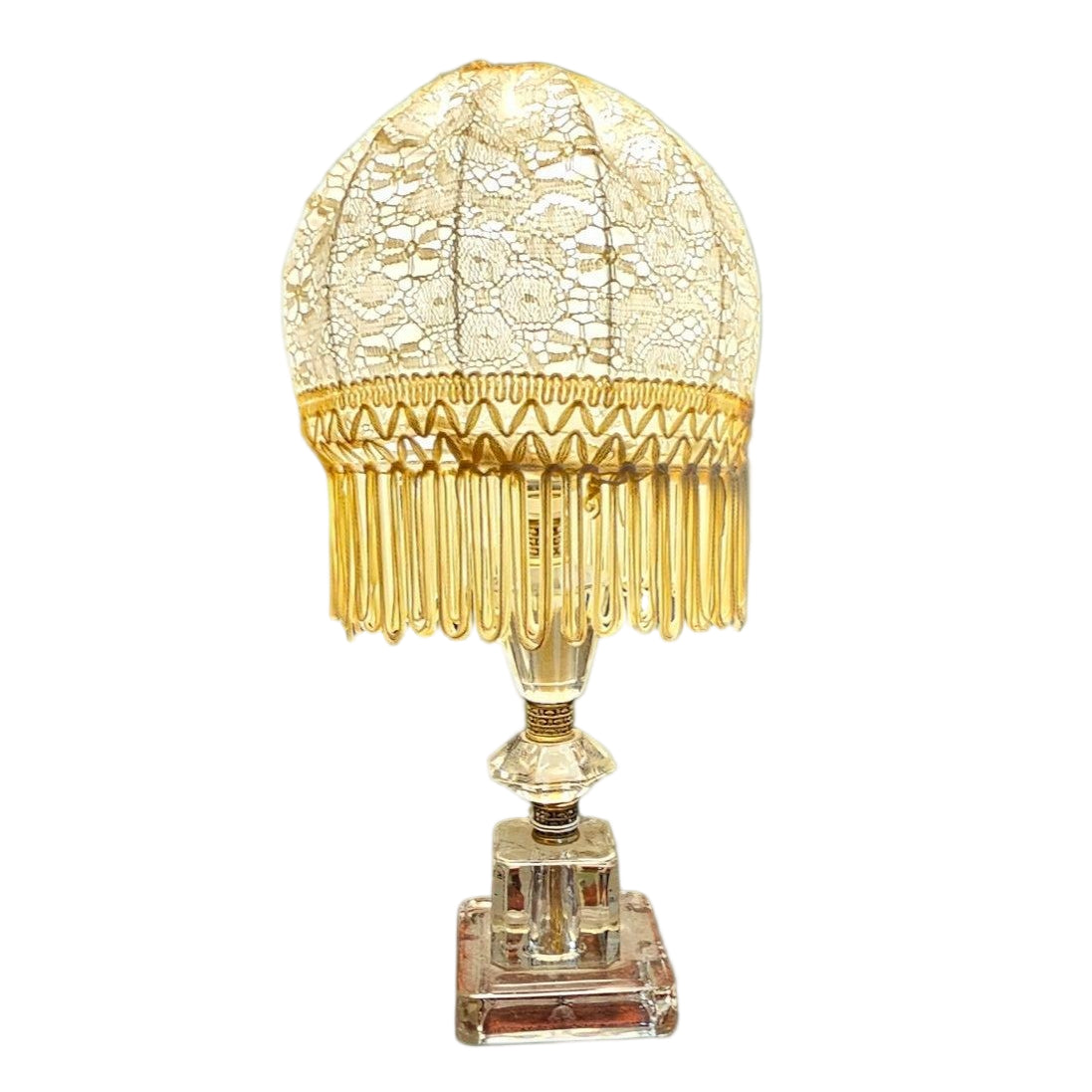 Lace Dome Shade with Cut Glass Base