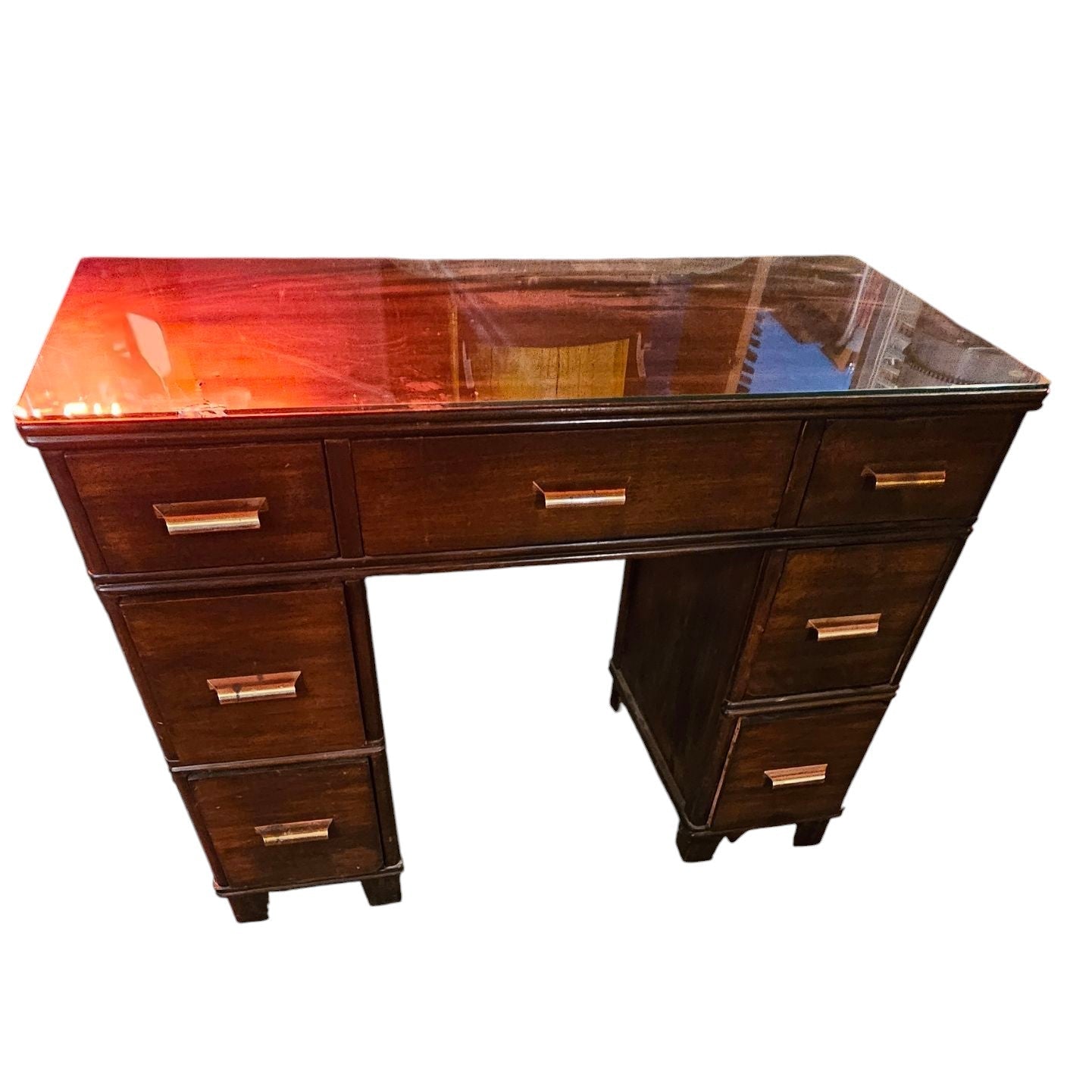 Mahogany Desk with Copper Pulls