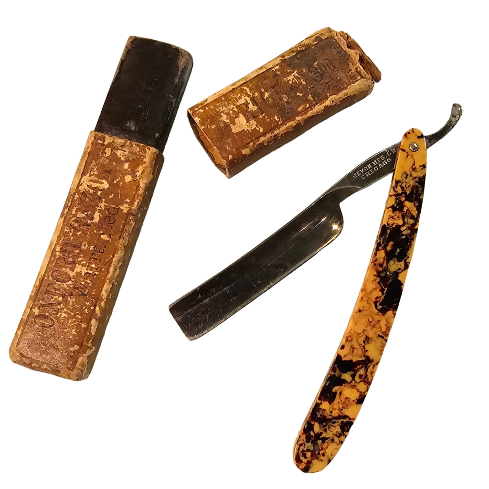 Vintage Marbled Straight Razor Set