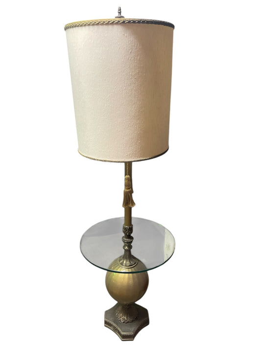 Hollywood Regency MCM Floor Lamp with Glass Table