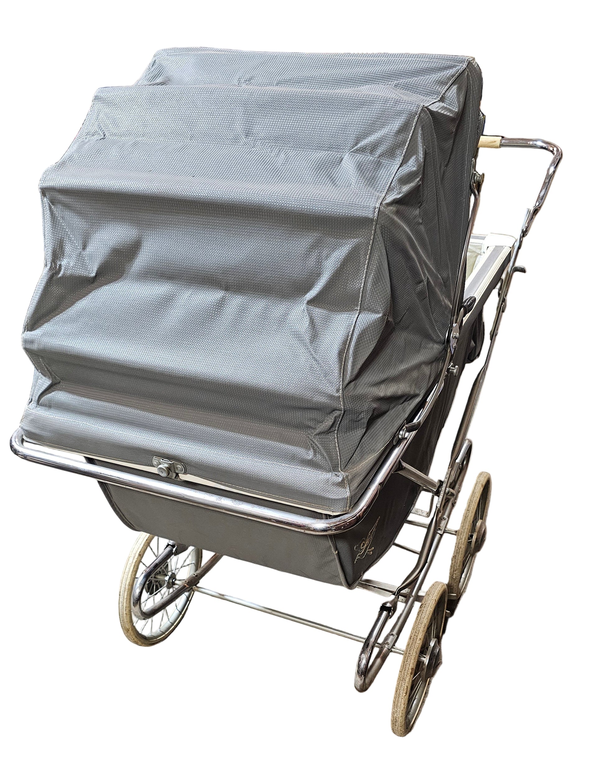 vintage stroller for baby 1950s Baby Carriage Stroller – Retro Gray Pram with Chrome Frame & Nur – Beyond Grandmas House