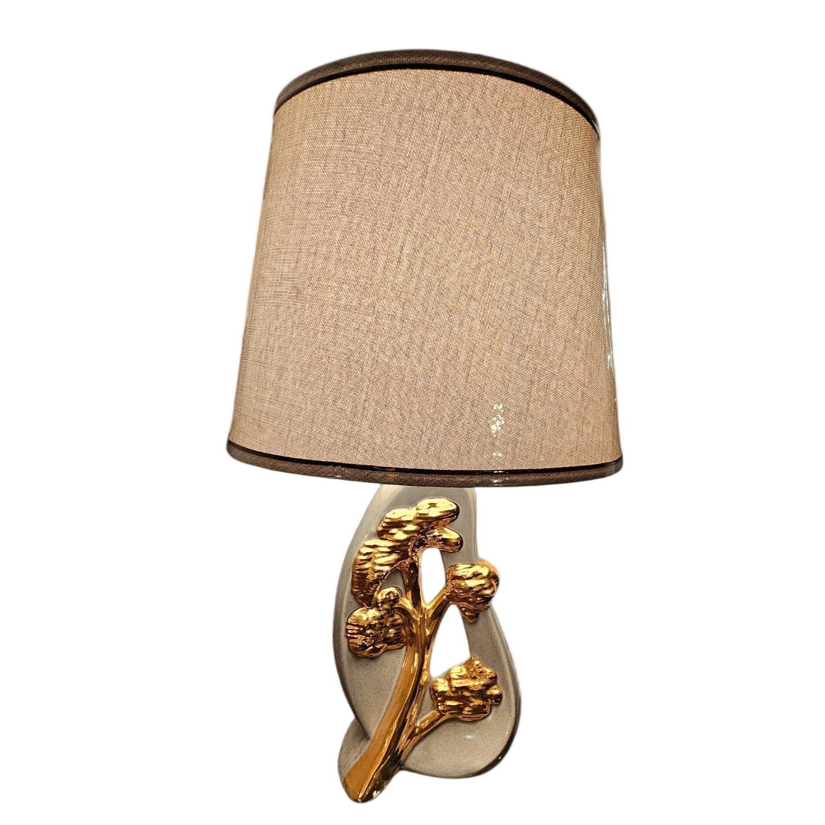 Sculptural Ceramic Table Lamp with Textured Shade